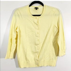 Talbots Sz S Yellow 3/4 Sleeve Crew Neck Cardigan